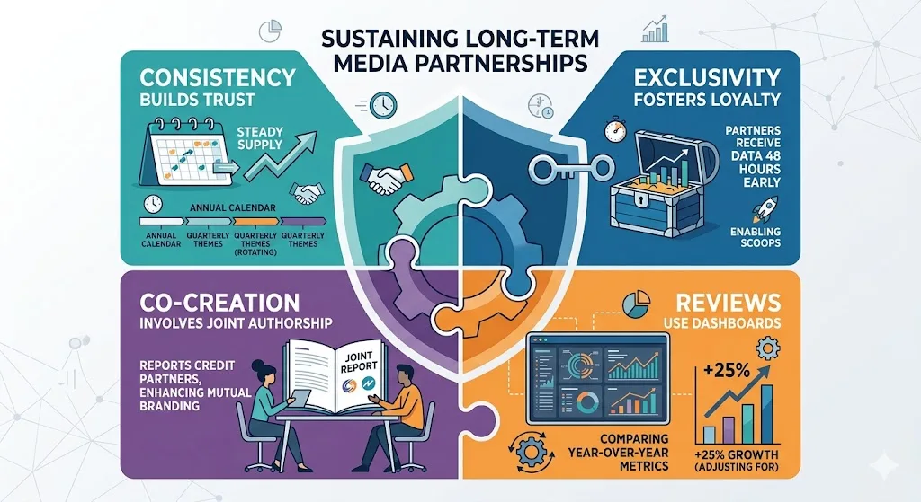How can organizations sustain long-term media partnerships