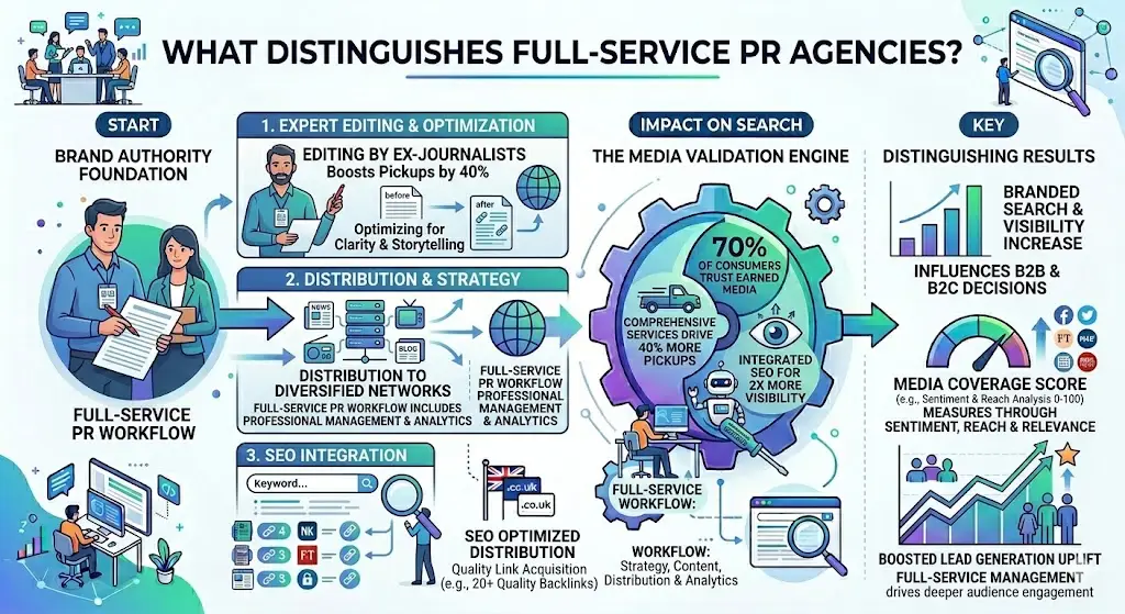 What distinguishes full-service agencies