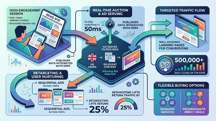 How do banner ads generate targeted traffic on news sites