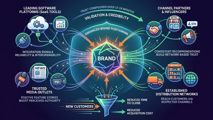 How do ecosystems strengthen brand positioning and trust