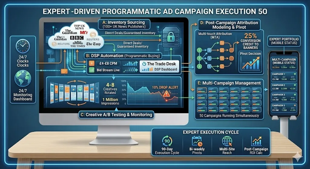 How do experts execute banner campaigns across high traffic news sites