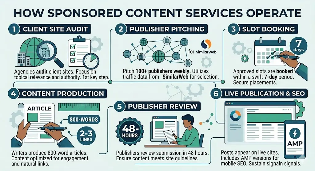 How do sponsored content services operate