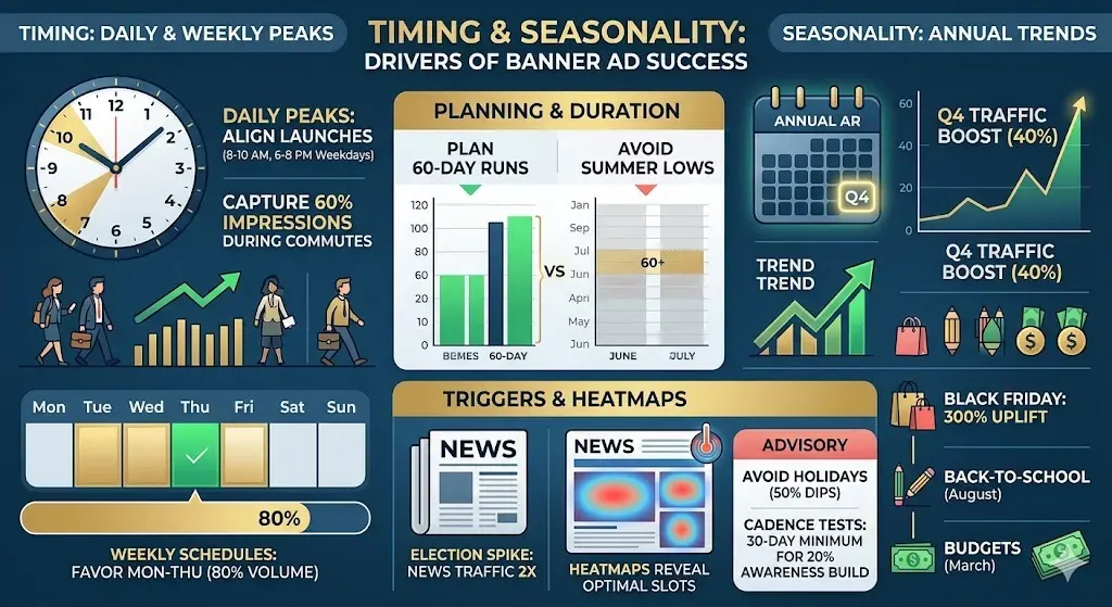 How do timing and seasonality influence banner campaign success