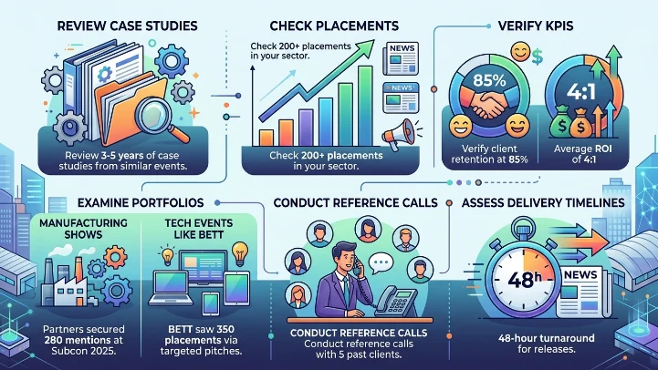 How do you evaluate a media partner's experience in UK trade shows