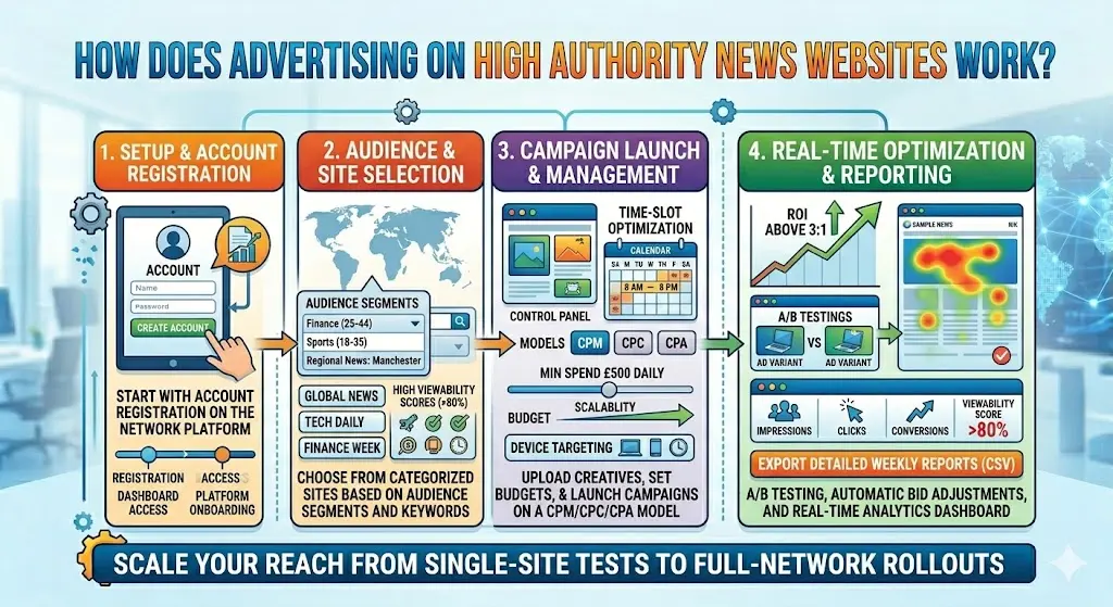 How does advertising on high authority news websites work
