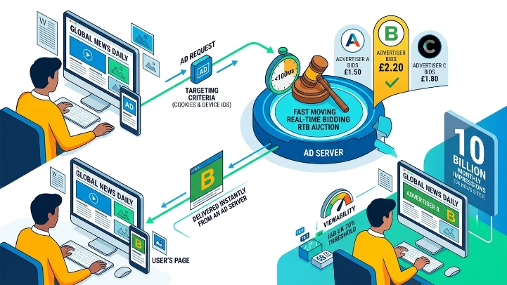 How does banner advertising work on news websites