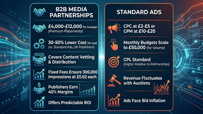 What Are the Cost Structures for B2B Media Partnerships Versus Standard Ads