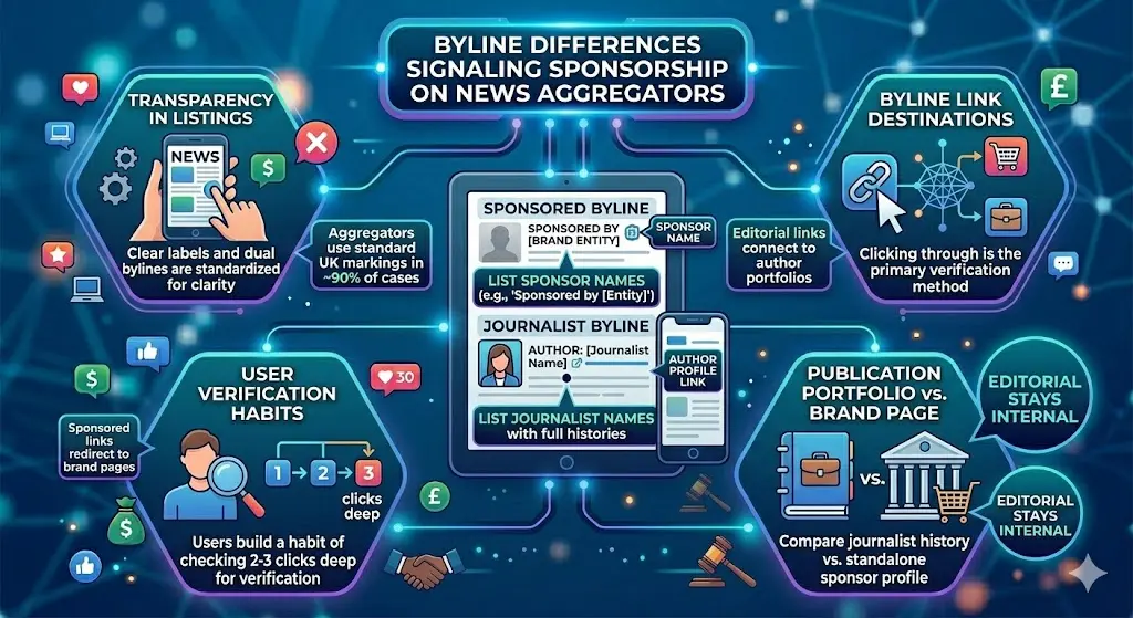 What Byline Differences Signal Sponsorship on News Aggregators