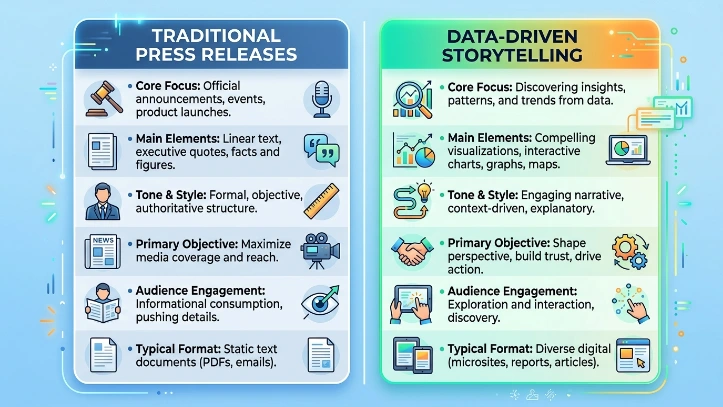 What Makes Data-Driven Storytelling Different from Traditional Press Releases?