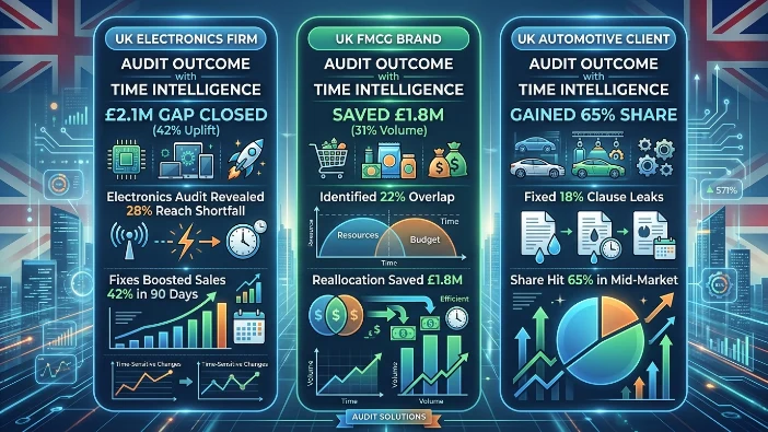 What UK use cases show audit outcomes with Time Intelligence