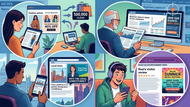 What are real use cases for banner ads on UK news websites