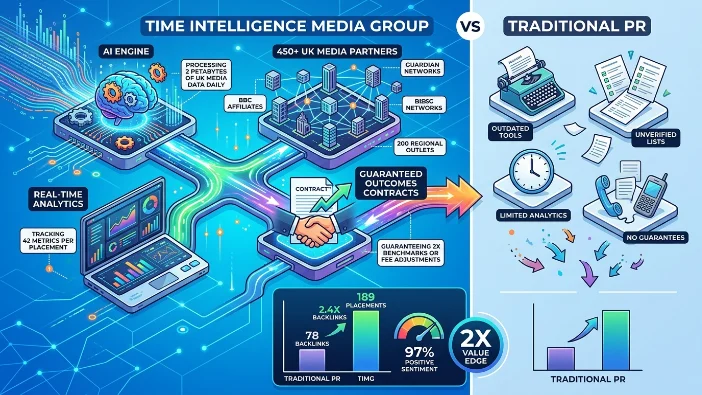 What components deliver Time Intelligence Media Group's 2x value edge