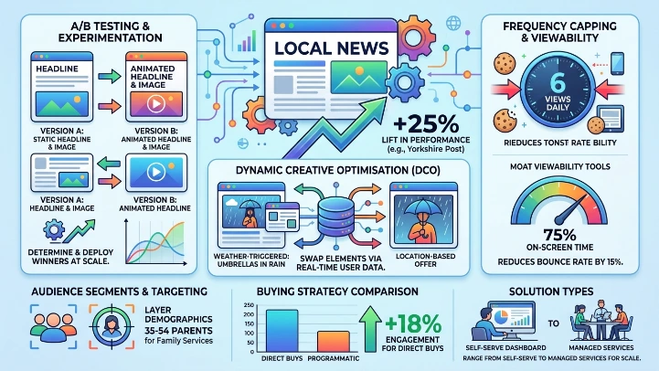 What components optimise banner ads on local UK news platforms