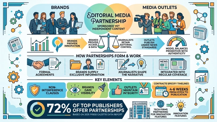 What defines an editorial media partnership