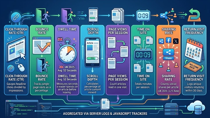 What defines reader behavior patterns in news