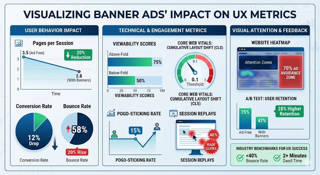 What metrics show banner ads UX impact 4