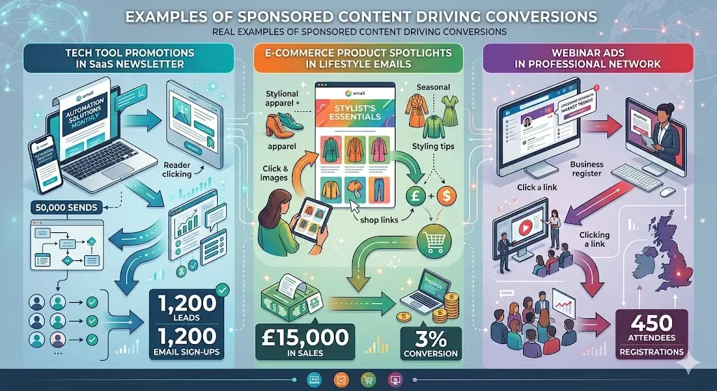 What real examples exist of sponsored content driving conversions