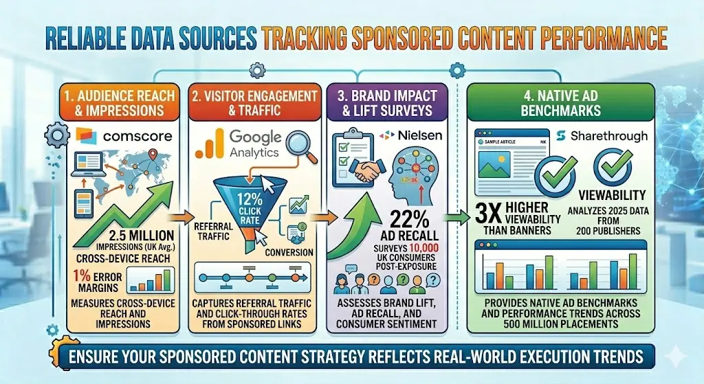 What reliable data sources track sponsored content performance