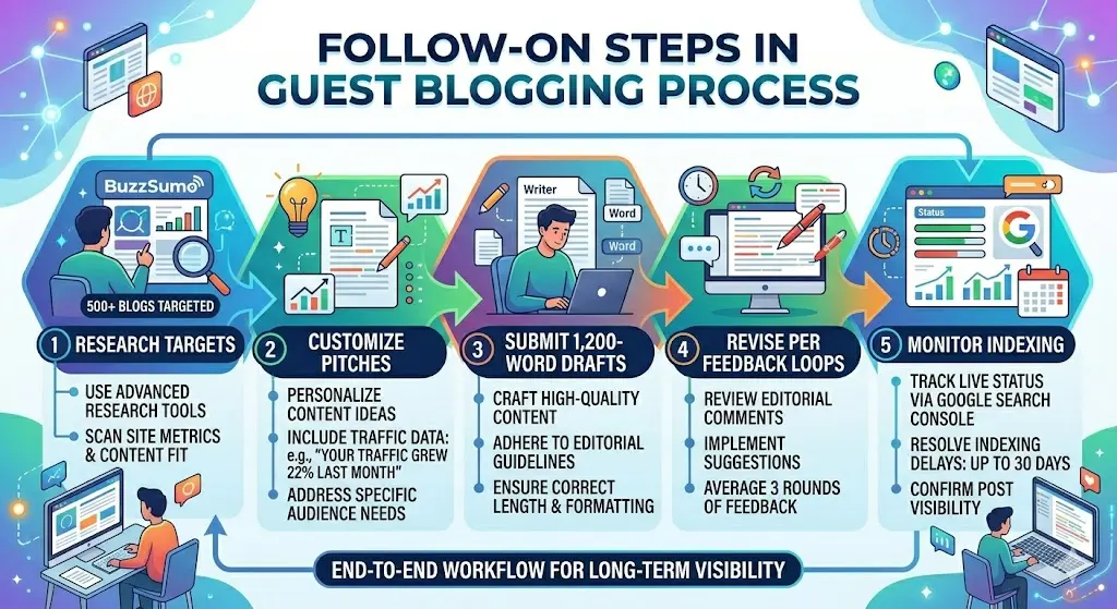 What steps follow in guest blogging processes