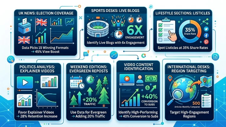 What use cases illustrate identifying high-performing content with data?