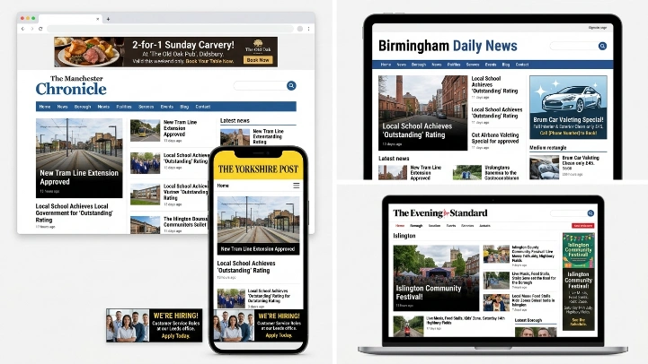 What use cases show effective banner ads on local UK news platforms