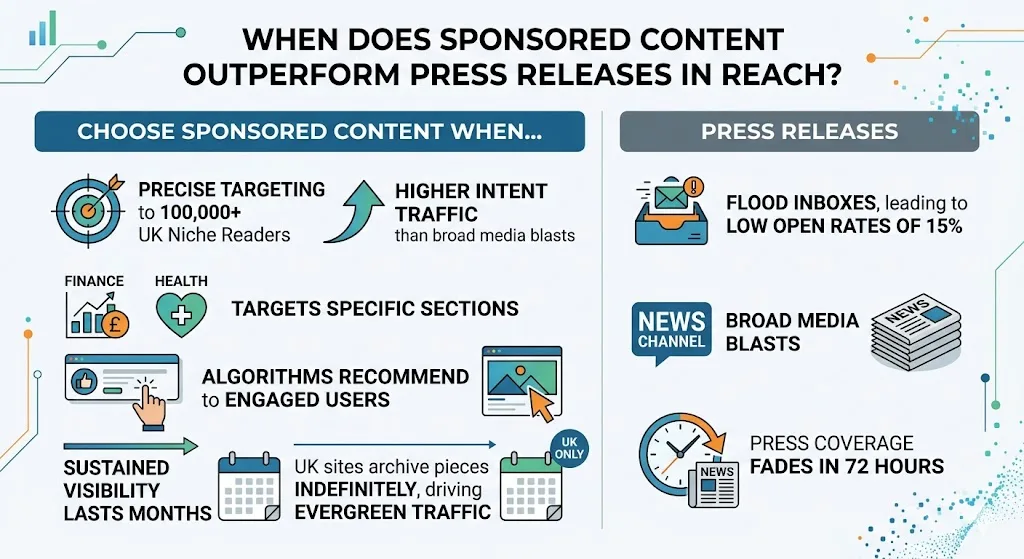 When Does Sponsored Content Outperform Press Releases in Reach