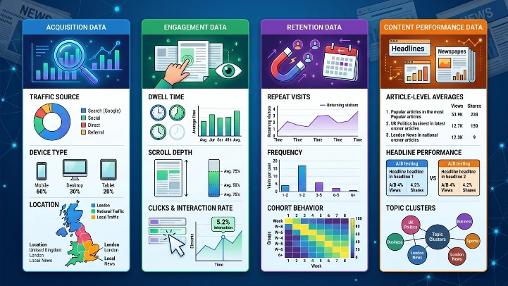 Which components belong in a reader behavior dashboard