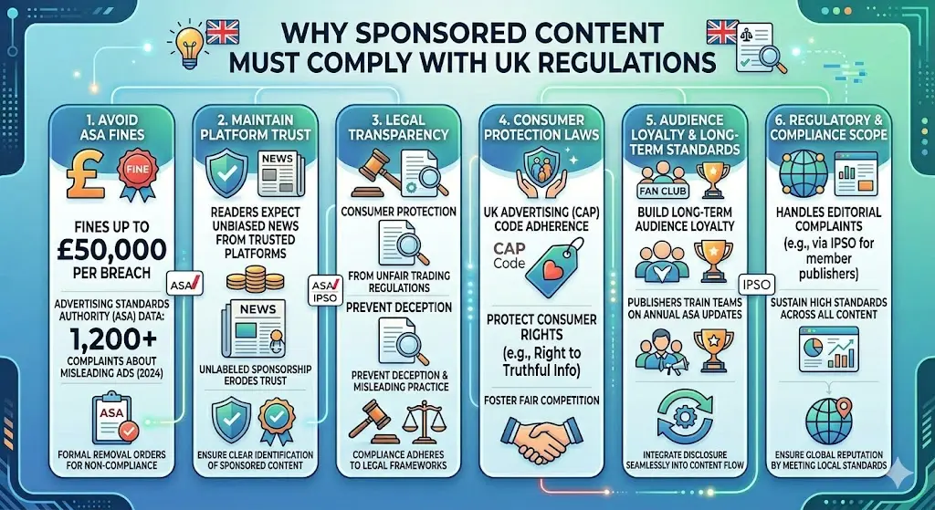Why must sponsored content comply with UK regulations