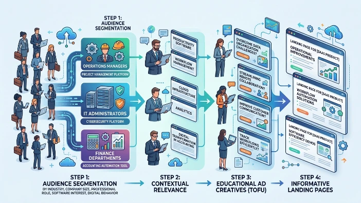 How do SaaS companies use display advertising to attract users?