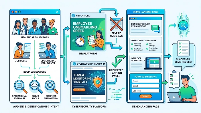 How do SaaS platforms use banner ads to increase demo requests