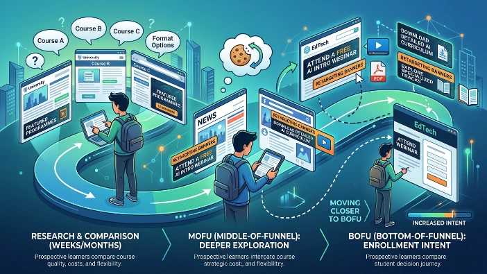 How do banner advertising campaigns support the student decision journey