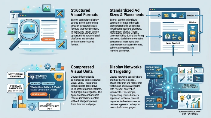 How do banner campaigns display course information online