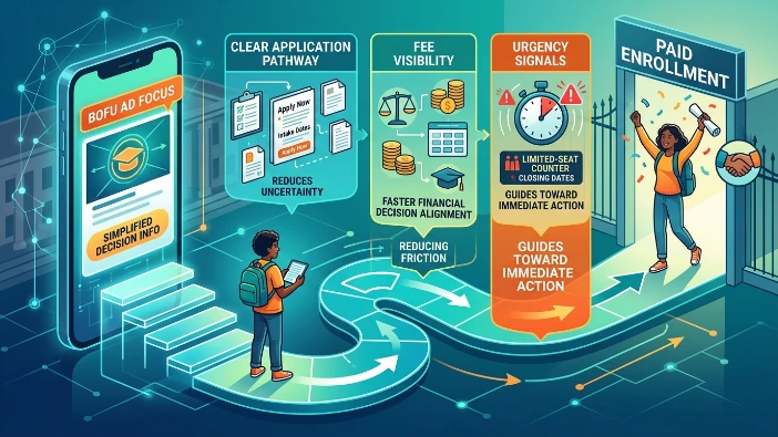 How do banner ads convert students into paid enrollments?