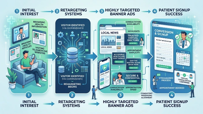 How do banner ads convert telemedicine interest into patient signups