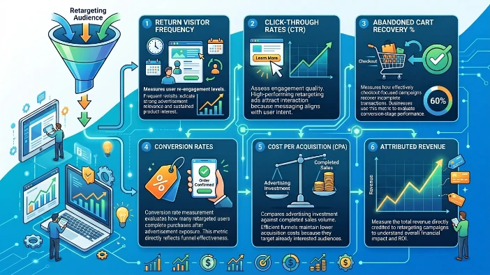 How do businesses measure retargeting funnel effectiveness
