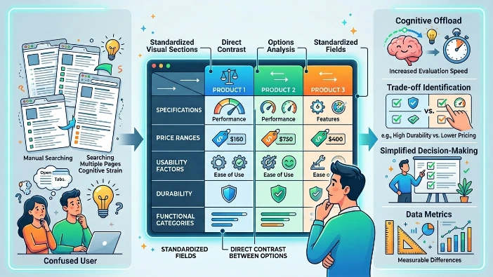How do comparison banners help customers evaluate products