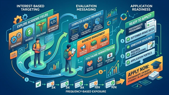 How do education brands structure banner campaigns for application conversion