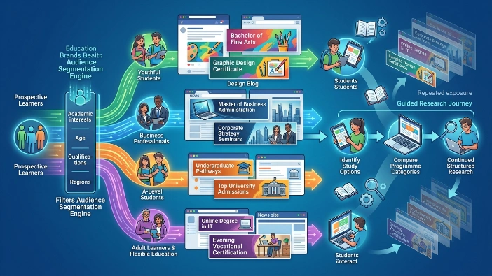 How do education brands use banner campaigns to guide student interest