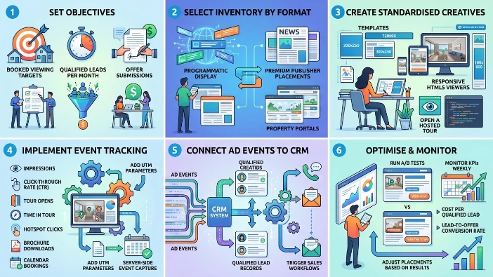 How do firms set up virtual tour ad campaigns that convert