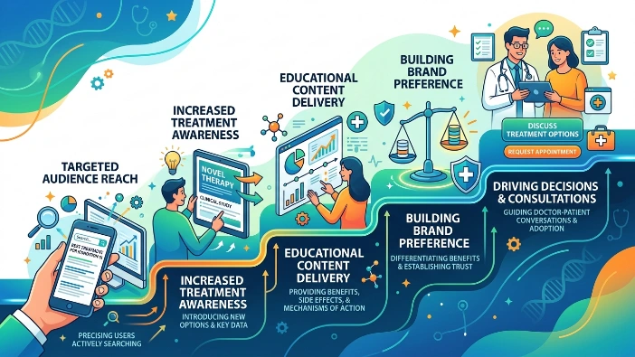 How do high-intent display campaigns influence treatment decisions?