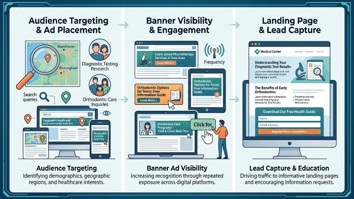 How do medical centers generate leads through banner advertising