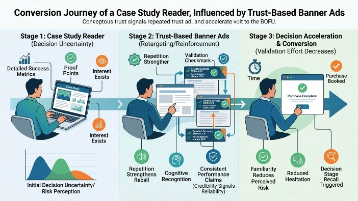 How do trust-based banner ads convert case study readers into customers