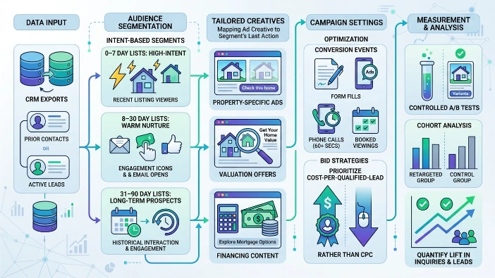 How do you structure a retargeting campaign to convert warm leads