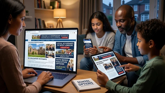 How does banner advertising support school awareness in the United Kingdom