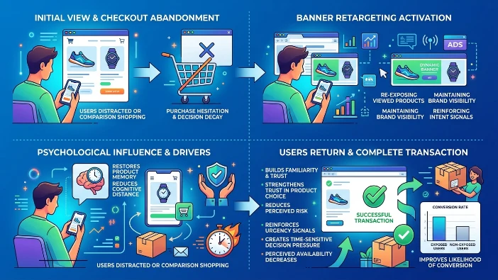 How does banner retargeting influence checkout conversion rates