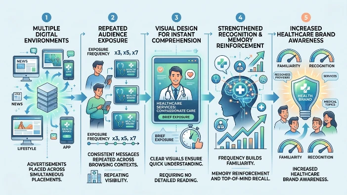How does display advertising increase healthcare brand awareness