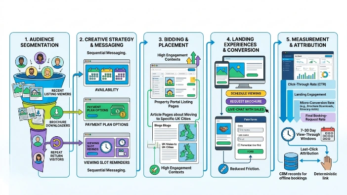 How does the mid-funnel ad process work to turn intent into booking requests