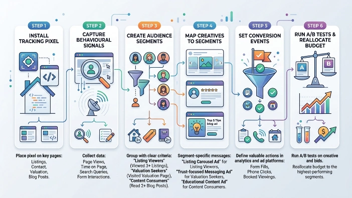 How does the retargeting process work for real estate brands