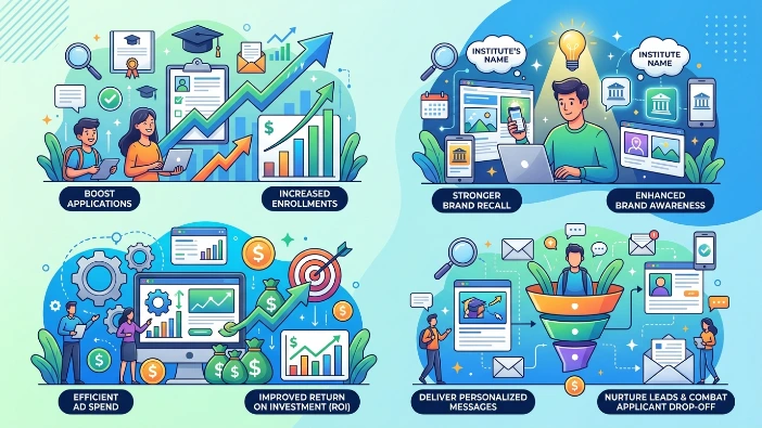 What benefits do institutes gain from retargeting campaigns