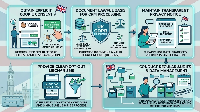 What compliance steps ensure lawful retargeting in the UK?